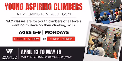 Young Aspiring Climbers (Ages 6 - 9) - Spring 2026 Session 1