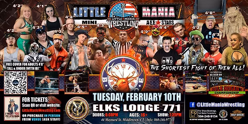 Middletown, CT - Little Mania Mini Wrestling @ Elks Lodge 771