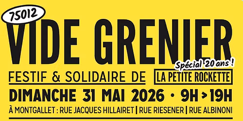 Vide Grenier festif et solidaire sp\u00e9cial 20 ans de La Petite Rockette !