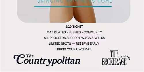RSVP through Sweatpals: Puppies & Pilates \u2014 Pilates With a Purpose | $20.00