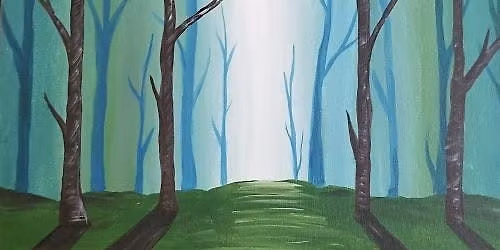 Paint and sip this beautiful \u2018Teal Forest\u2019 painting.