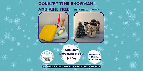 Country Time Snowman and Pine Tree, Needle Felting