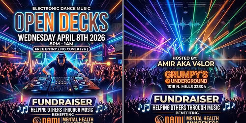 Open Decks Ft. NAMI Fundraiser April 8th!