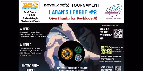 Laban's League #2: Give Thanks for Beyblade X! (Beyblade South State Qualifier)