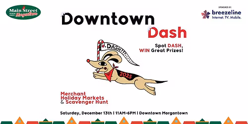 Downtown Dash in Downtown Morgantown Sponsored by Breezeline