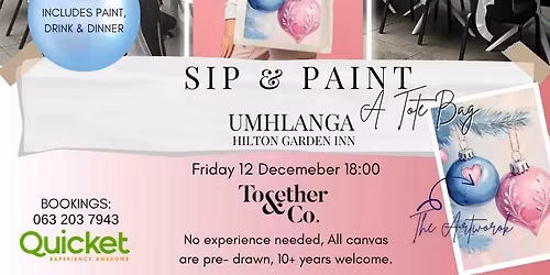 Sip & Paint A Tote Bag -Hilton Garden Inn - Umhlanga - Christmas time!