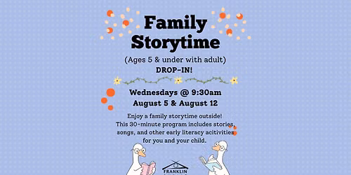 Family Storytime (ages 5 & under with adult)--DROP-IN