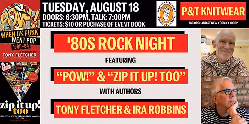 '80s Rock Night featuring "POW!" & "Zip It Up! Too"