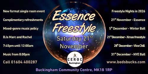 Essence Freestyle on Saturday 21st November