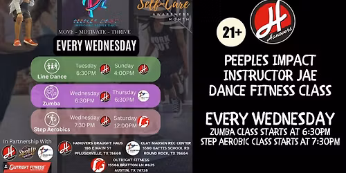 Peeples Impact: Zumba + Step Aerobics Class @ Hanovers Pflugerville