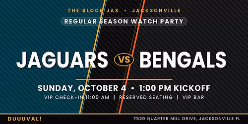 Jags Watch Party: JAGS vs BENGALS 1:00PM