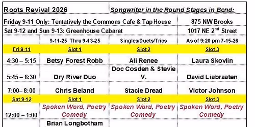 Roots Revival 2026 Songwriters in the Round Stage