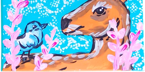 Peekaboo deer\/ Winter break kids canvas