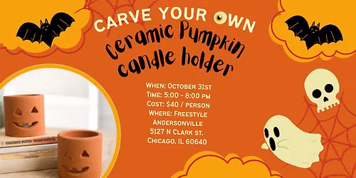 Carve Your Own Ceramic Pumpkin Candle Holder