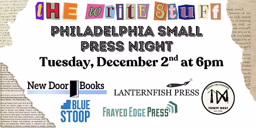 The Write Stuff: Small Press Night on December 2nd at 6pm