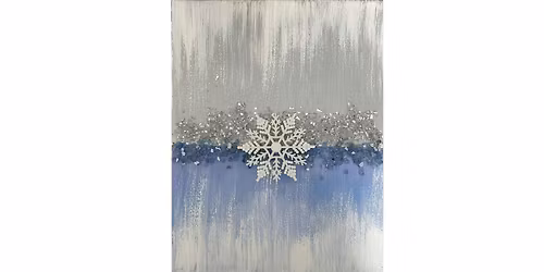FROZEN Crushed Glass Abstract Canvas Snowflake Paint & Sip Art Class Akron