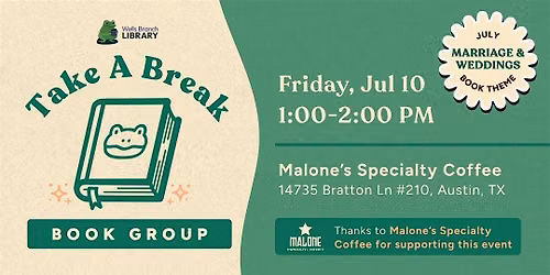 Take a Break Book Club at Malone\u2019s