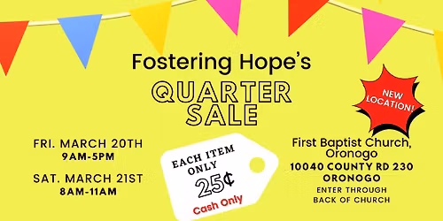 Fostering Hope's Quarter Sale