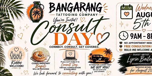 August 5th  9am-8pm | Tattoo Consultation Day | Bangarang Tattooing Co.