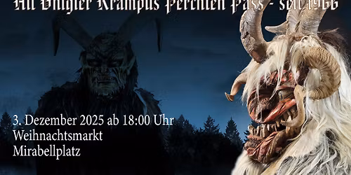 Krampuslauf der Alt Gnigler Krampus Pass beim Weihnachtsmarkt am Mirabellplatz