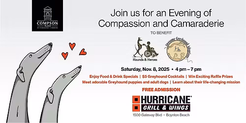 COMPSON PLACE & HURRICANE WINGS SUPPORT AWESOME GREYHOUND ADOPTIONS