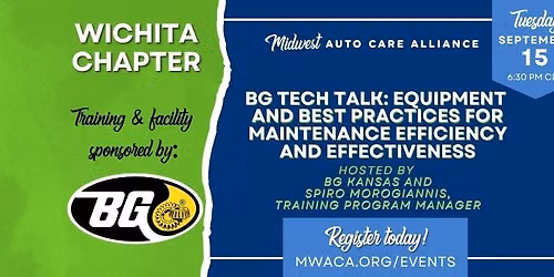 Wichita Chapter: BG Tech Talk: Equipment & Best Practices for Maintenance Efficiency & Effectiveness