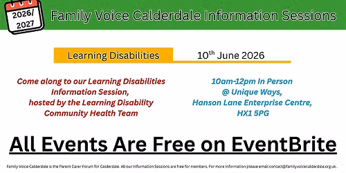 CARERS WEEK 2026 - Learning Disabilities Information Session