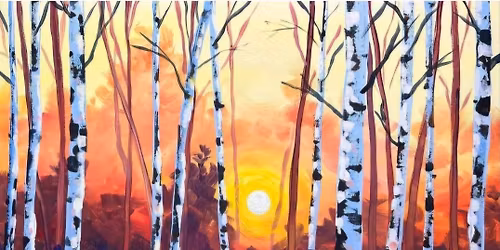 Winter Birch Sunset 