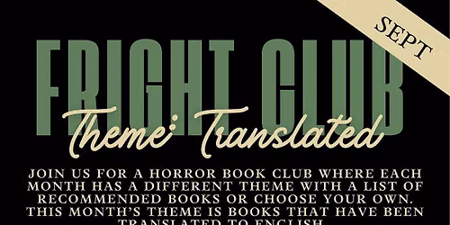 Stonington Free Library's Fright Club: A Horror Book Club