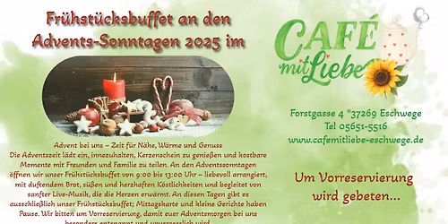 Fr\u00fchst\u00fccksbuffet zu den Adventssonntagen