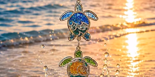 2 ft Crushed Glass Resin Sea Turtle Suncatcher Workshop