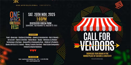 One Africa Cultural Fest Vendors NEW DATE JULY 18TH 2026
