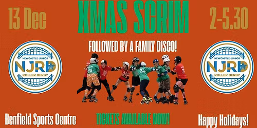 Mixed junior roller derby scrim and Christmas family roller disco