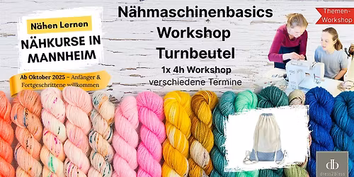 N\u00e4hkurs - F\u00fcr Anf\u00e4nger - N\u00e4hmaschinenbasics Workshop Turnbeutel