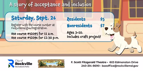 Civic Center Park Puppet Show presents "Rufus: A story of acceptance and inclusion"