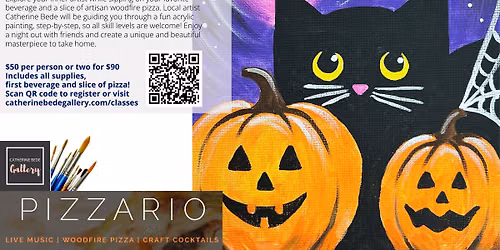 "Black Cat Boo" Sip, Paint & Pizza @ Pizzario!