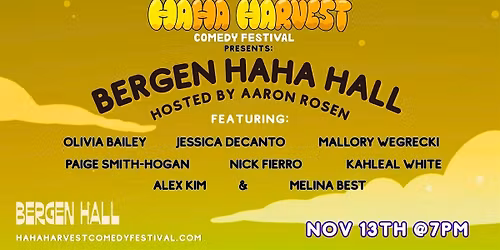 Bergen Ha Ha Hall Comedy: Presented by Ha Ha Harvest Comedy Festival