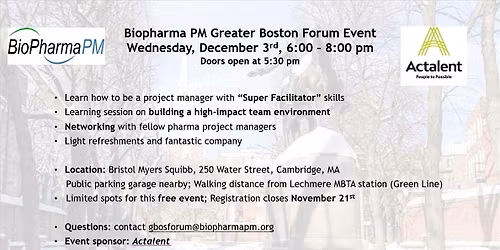 BioPharma PM Greater Boston Forum Q4 Event