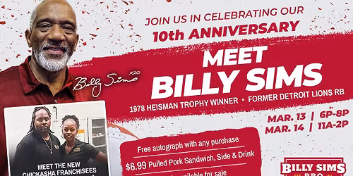 Meet & Greet - OU Sooner Legend Billy Sims (Chickasha, OK)