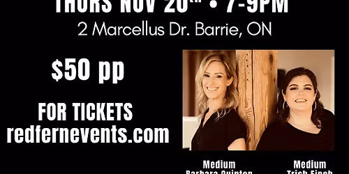 2 Mediums. 1 Night. Live Audience Mediumship Readings, Barrie ON