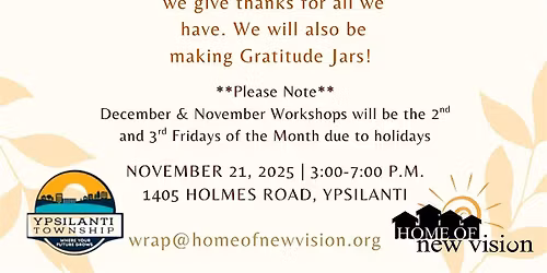 Ypsilanti Township Pilot Project  Thanksgiving Dinner & Gratitude Workshop