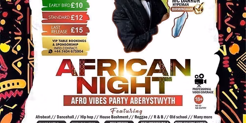 AFRICAN NIGHT\/AFRO VIBES PARTY ABERYSTWYTH