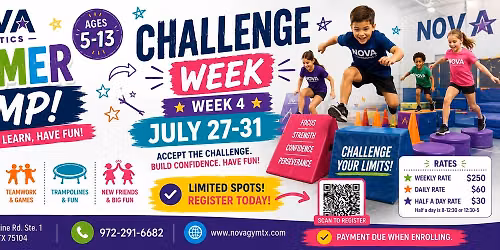 \ud83c\udfc6 Challenge Week Summer Camp at Nova Gymnastics