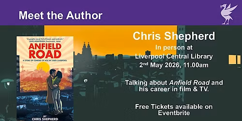 "Anfield Road"  author talk and  book signing by Chris Shepherd