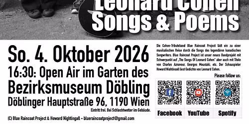 Eintritt frei: Leonard Cohen - Open Air - Songs & Poems