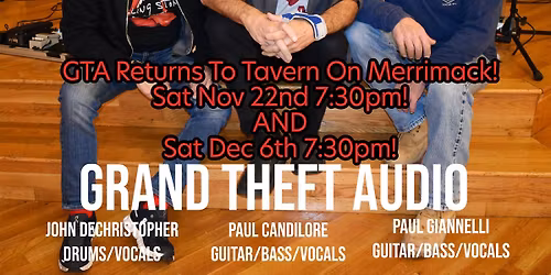 GTA at Tavern On Merrimack - Nov 22 AND Dec 6!