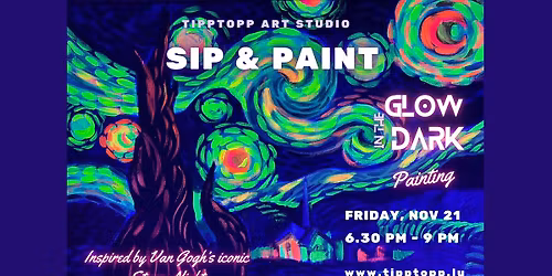 \ud83c\udfa8\u2728 Glow-in-the-Dark Sip & Paint \u2013 \u201cStarry Night\u201d Edition