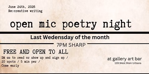 Poetry and Creative Writing Open Mic 