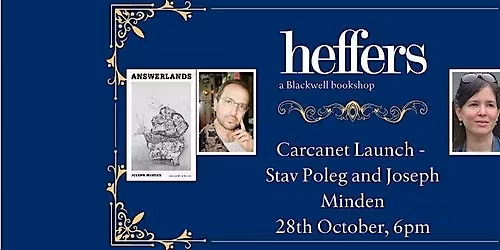 Carcanet Poetry Launch, Stav Poleg and Joseph Minden, at Heffers Bookshop
