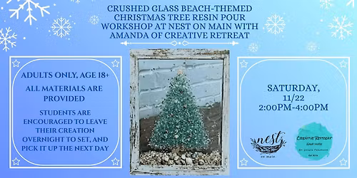 Crushed Glass  Beach-Themed Christmas Tree Resin Pour Workshop w\/Amanda